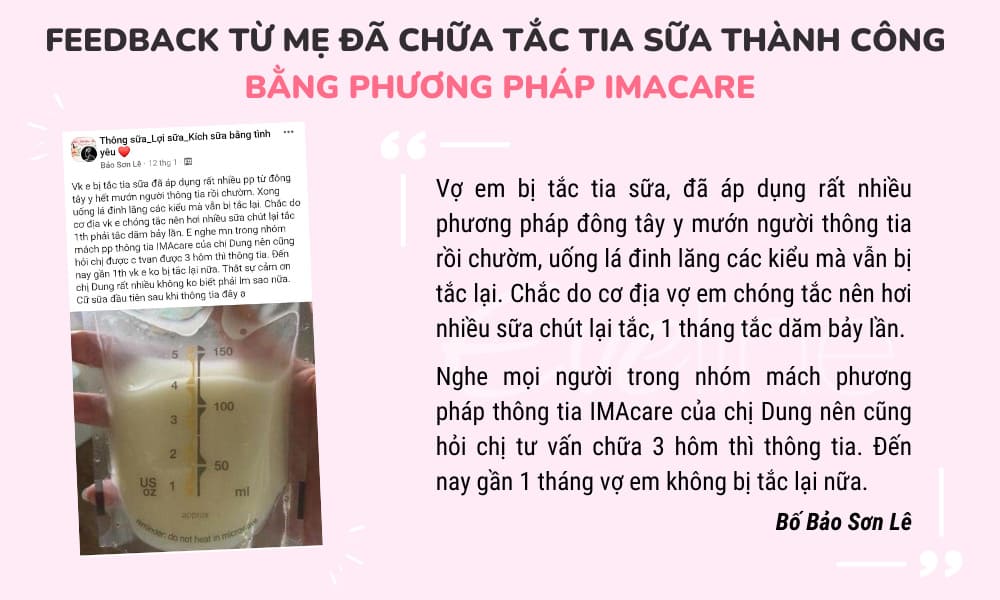 Feedback thông tia sữa thành công của gia đình bố Bảo Sơn Lê