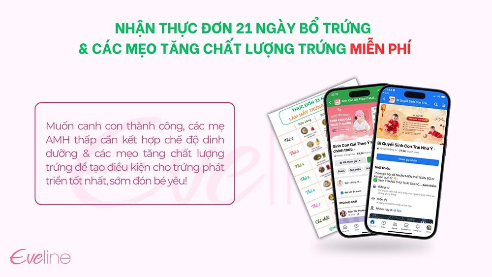 Tham gia cộng đồng nhận Miễn Phí thực đơn 21 ngày bổ trứng